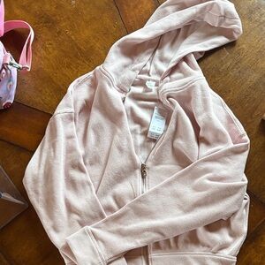 Gilly Hicks Pale Pink Waffle-Knit Zip Hoodie